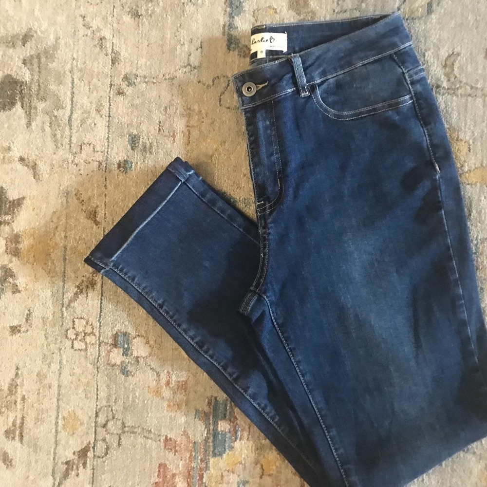 Charlie B dark blue jeans with cuffed hem size 8